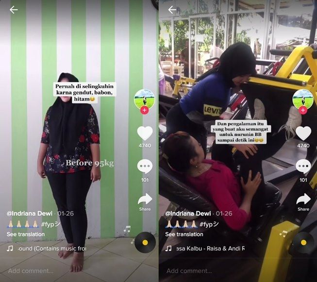 Dulu Diselingkuhi karena Gendut, Perjuangan Wanita Ini Jadi Langsing Viral. (TikTok/@indriana95)