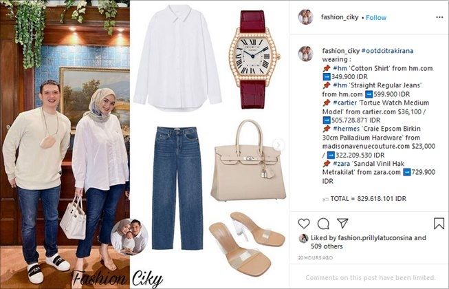 OOTD Citra Kirana saat meeting seharga Rp800 juta. (Instagram/@fashion_ciky)