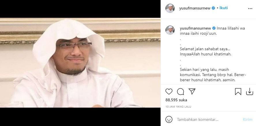 Unggahan Ustad Yusuf Mansur. (Instagram)