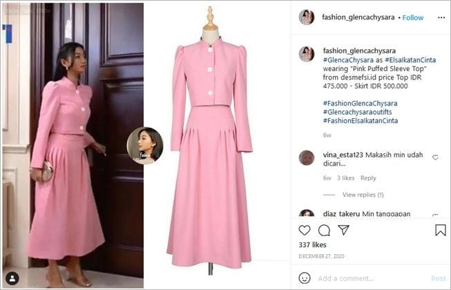 Intip Harga Baju Glenca Chysara yang Dicap Tiru Seo Ye Ji, Ternyata Murah. (Instagram/@fashion_glencachysara)