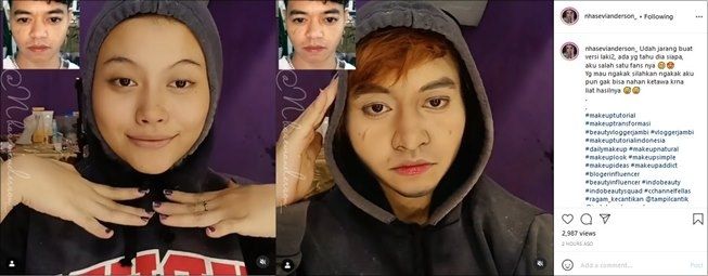 Wanita Viral Ini Makeup Jadi Reza Arap, Warganet Takjub Lihat Hasilnya. (Instagram/@nhasevianderson_)