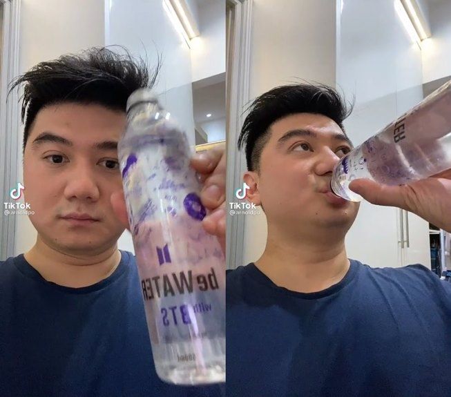 Cicip Air Minum BTS Seharga Rp300 Ribu, Reaksi Jujur Chef Arnold Viral. (TikTok/@arnoldpo)