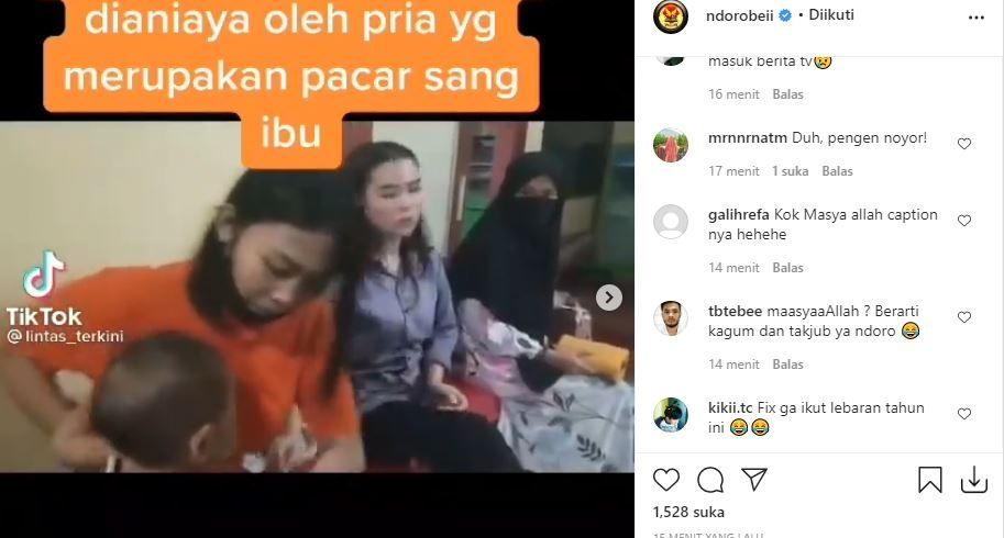 Balita dianiaya pacar dan ibunya gara-gara tak berhenti menangis. (Instagram/ndorobeii)