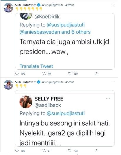 Susi Pudjiastuti diserang hatters 