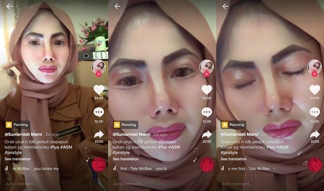 Viral PNS Wanita Dandan Menor saat Ngantor, Warganet Gemas Lihat Shadingnya. (TikTok/@sumarniati_marni)