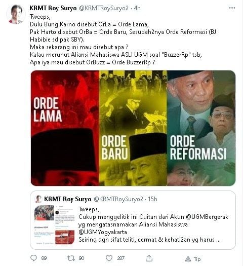 Roy Suryo ikut merespons sindiran untuk Jokowi - (Twitter/@KRMTRoySuryo2)