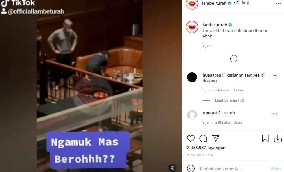 Viral pria ngamuk ke pelayan resto, publik sebut Robby Purba. (Instagram/lambe_turah)