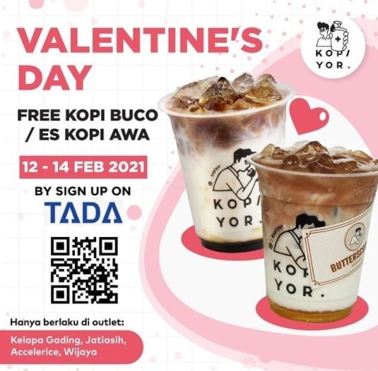 Promo Valentine dari Kedai Minuman Segar. (Instagram/@kopiyor)