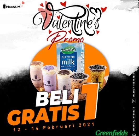 Promo Valentine dari Kedai Minuman Segar. (Instagram/@meenum_indonesia)