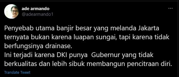 Ade Armando soal banjir Jakarta (Twitter/Adearmando1).