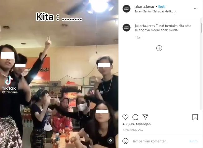 Viral aksi TikTokers dihujat publik, dituding tak bermoral (instagram/jakarta.keras).