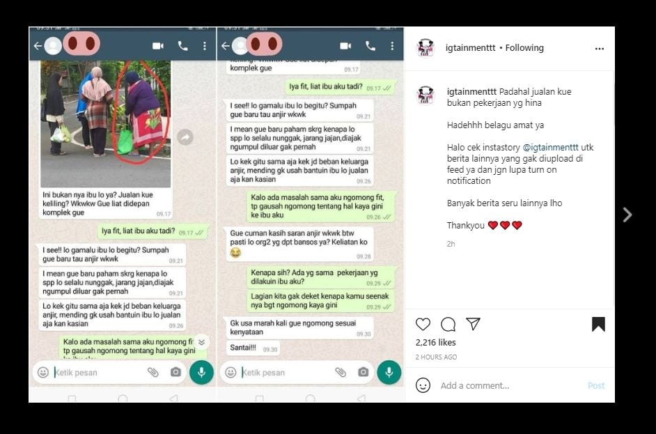 Viral Wanita Hina Ibu Teman Berjualan Kue, Publik Malah Curigai Hal Ini. (Instagram/@igtainmenttt)