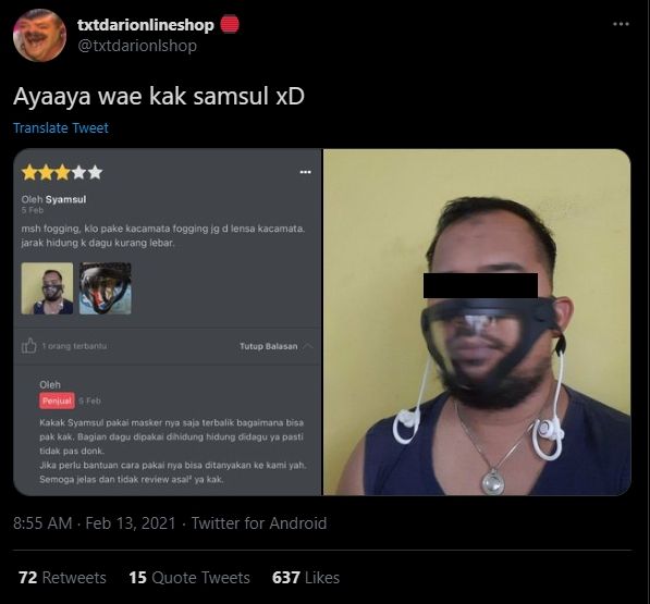 Pria beri komentar di lapak online, nasibnya berakhir memalukan (Twitter/txtdarionlshop).