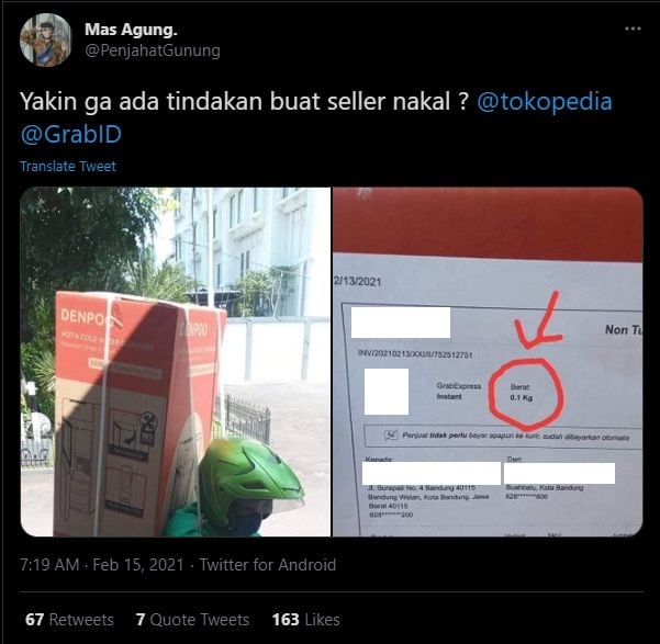 Ojol angkut barang besar (Twitter/PenjahatGunung).