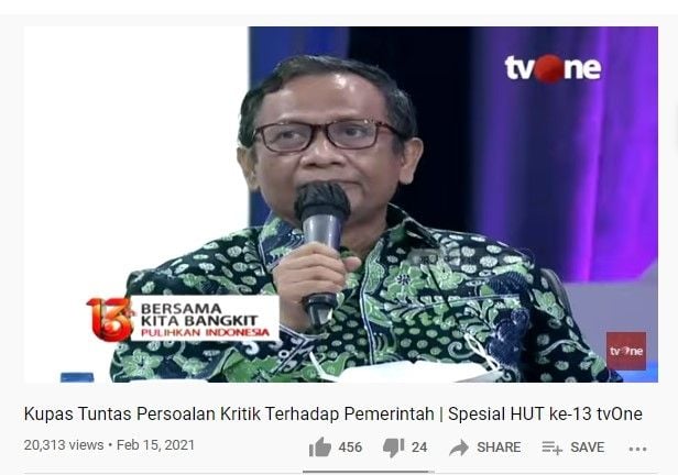 Mahfud MD sebut Indonesia lahir karena Bung Karno radikal (youtube/tvonenews)