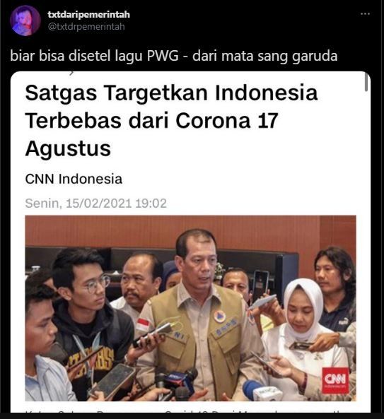 Tanggapan warganet soal target bebas covid-19. (Twitter/txtdaripemerintah)