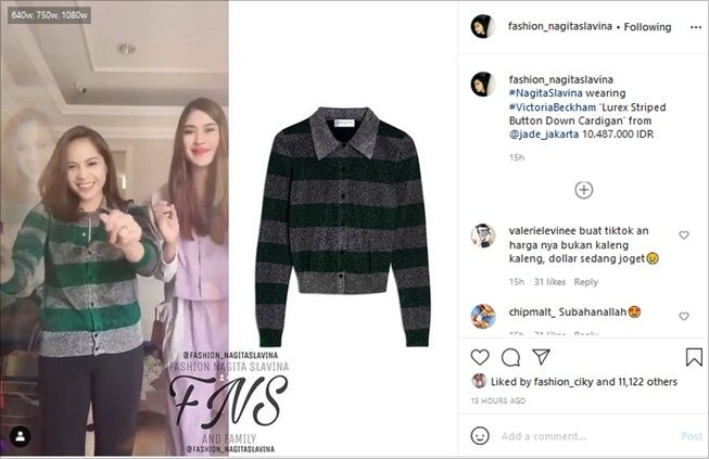 Nagita Slavina Pakai Baju Rp10 Juta saat Main TikTok. (Instagram/@fashion_nagitaslavina)