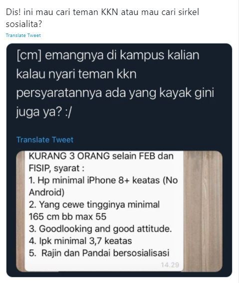 Viral Cari Kelompok KKN Bak Cari Sosialita (twitter.com/AREAJULID)