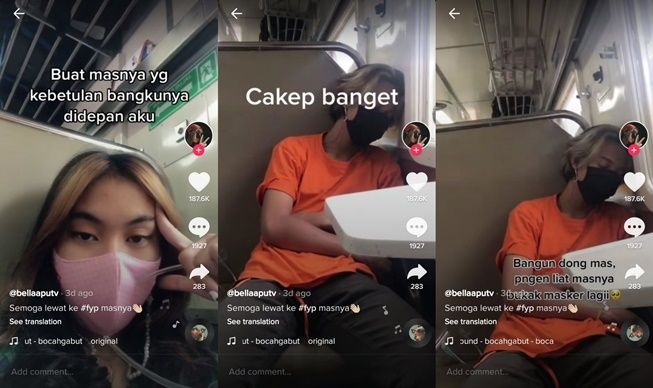 Viral Kisah Cewek Terpesona Cowok Ganteng di Kereta, Endingnya Bikin Galau. (TikTok/@signoriabel)