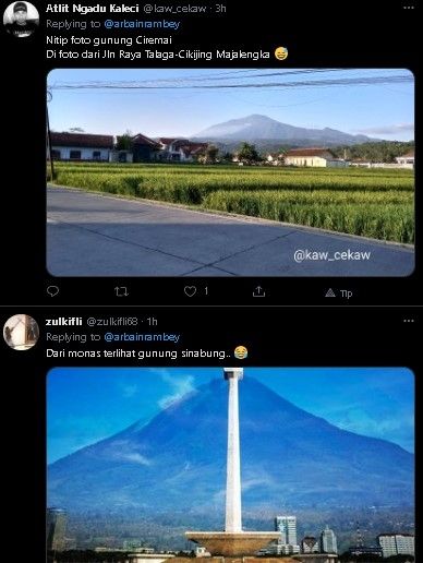 Netizen bak detektif selidiki foto Gunung Pangrango tampak dari Kemayoran. (Twitter).