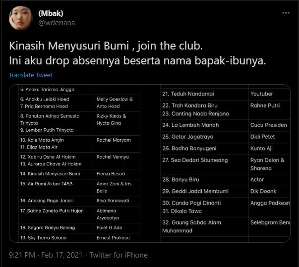 Viral 50 Nama Anak Estetik (Twitter).