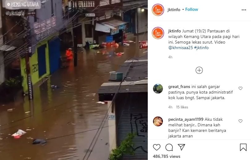 Viral video Kondisi jakarta banjir. (Instagram/jktinfo)