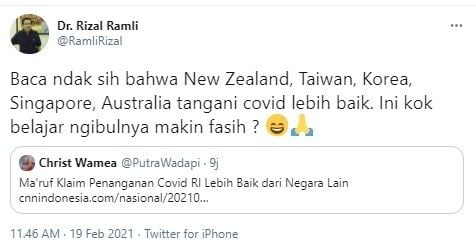 Rizal Ramli sindir Maruf Amin makin fasih belajar ngibul (Twitter/ramlirizal)