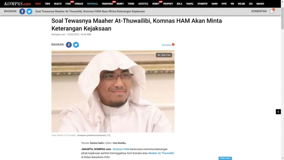 Pelanggaran HAM kematian Ustadz Maaher (turnbackhoax.id)