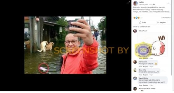 CEK FAKTA Anies Baswedan berswafoto di lokasi banjir (Turnbackhoax).