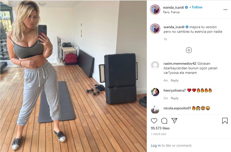 Wanda Nara tampil hot saat workout. (Instagram/wanda_icardi)