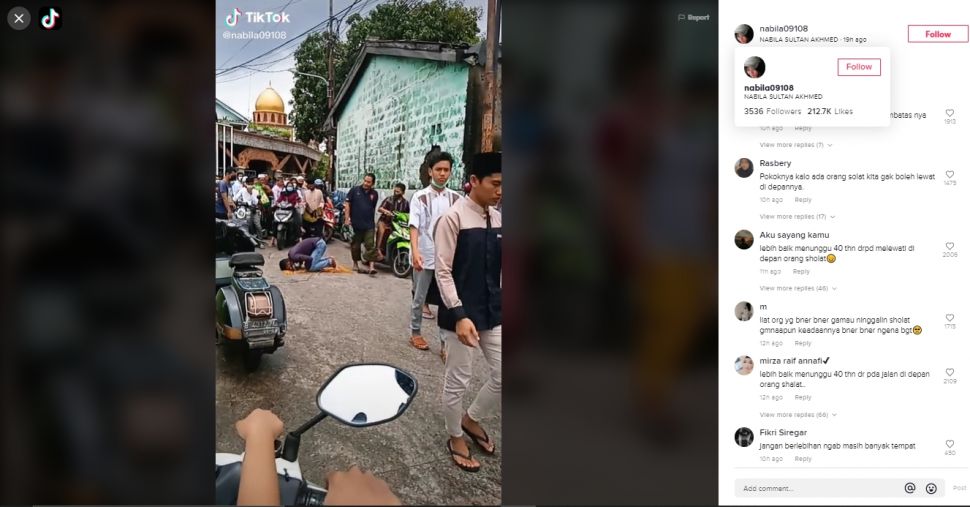 Viral pria salat di tengah jalan, aksi masyarakat sekitar bikin salut (TikTok).