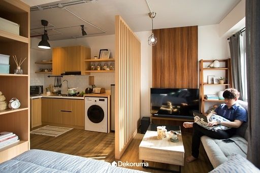 Inspirasi Apartemen Studio Bergaya Japandi. (Dekoruma)