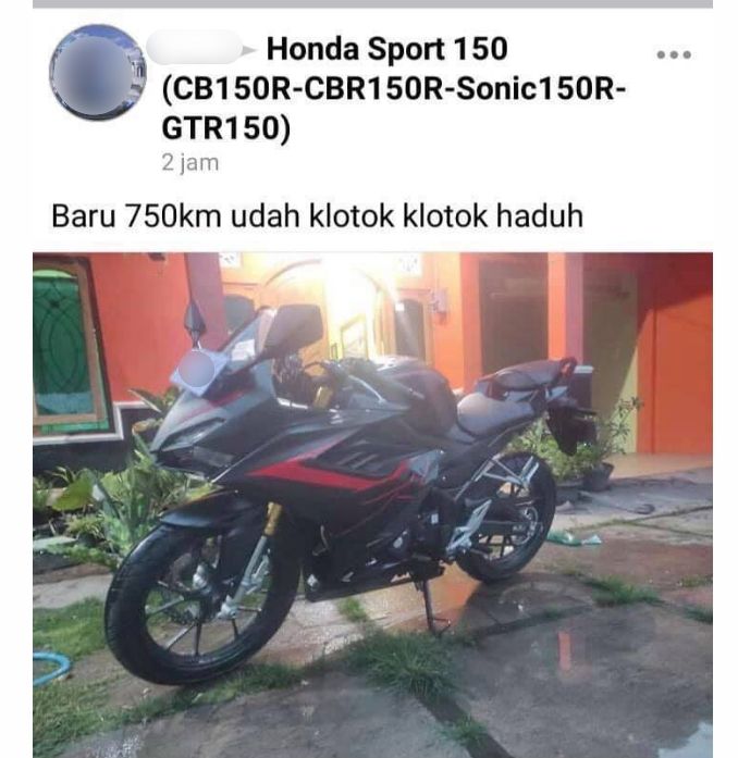 Honda CBR150R baru panen komplain. (Facebook)
