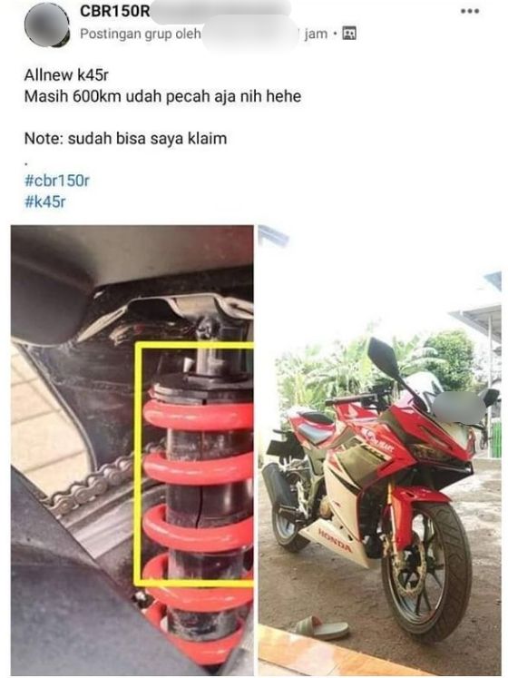 Honda CBR150R baru panen komplain. (Facebook)