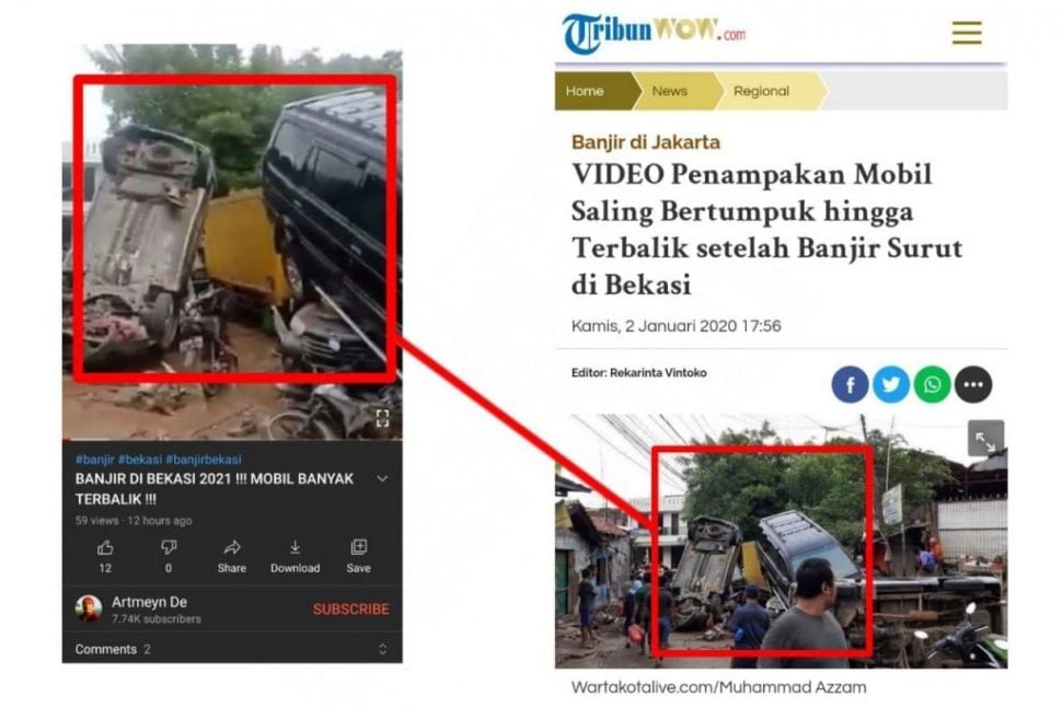 Fakta mobil terbalik usai banjir Bekasi (Turnbackhoax.id)