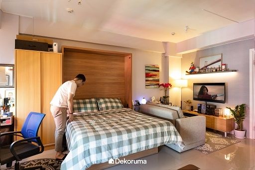 Inspirasi Apartemen Studio Bergaya Japandi. (Dekoruma)