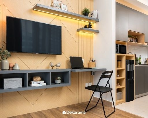 Inspirasi Apartemen Studio Bergaya Japandi. (Dekoruma)