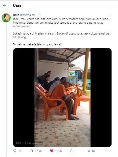 Dapur umum ini memberi makanan gratis untuk pekerja jalanan (Twitter @atemalem)