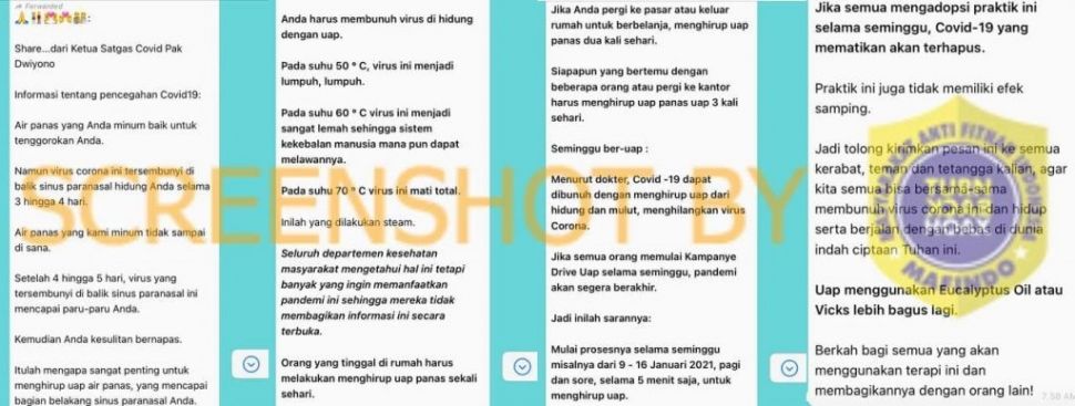 Hirup uap air panas bunuh corona (turnbackhoax.id)