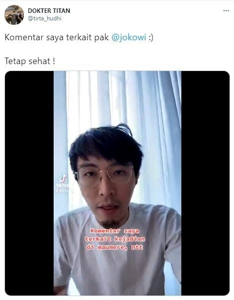 Dokter Tirta sebut sanksi kerumunan Jokowi tak relevan (Twitter/tirta_hudhi)