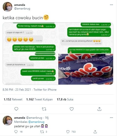 Pria ksih kejutan ke pacar lewat ojol (Twitter/amanbrug)