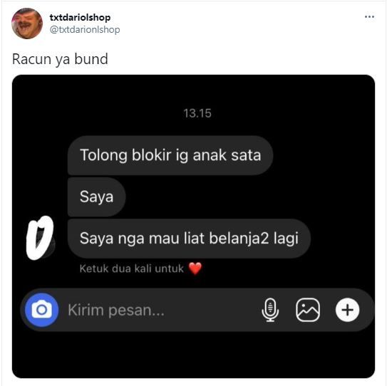 Kesal Anak Suka Belanja Online, Ibu Ini Malah Minta Tolong ke Penjual (twitter.com/txtdarionlshop)