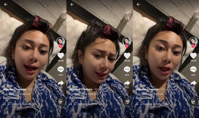 Klarifikasi Denise Chariesta diejek bangkrut gara-gara ngopi di warung. (TikTok/@denise.chariesta)