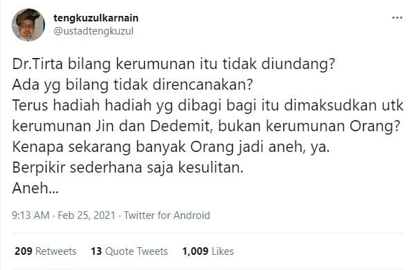 Cuitan Tengku Zul - (Twitter/@ustadtengkuzul)