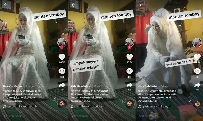 Viral Gaya Pengantin Wanita Tomboi, Cara Duduknya Jadi Sorotan Warganet. (TikTok/@shofiatatarias_)