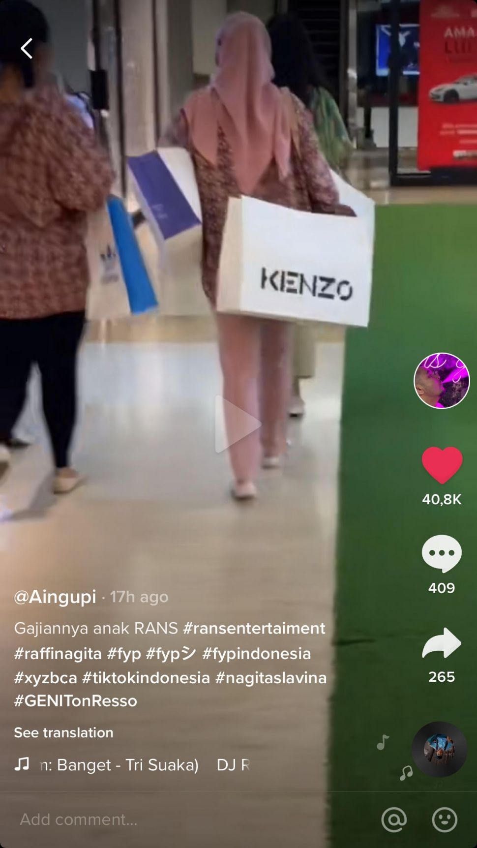 Viral, Karyawan Rans Entertaiment Borong Adidas sampai Kenzo Ini Harganya. (Dok: TikTok/Aingupi)