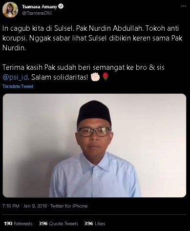 Cuitan lawas Tsamara diungkit usai Nurdin Abdullah ditangkap KPK. (Twitter)