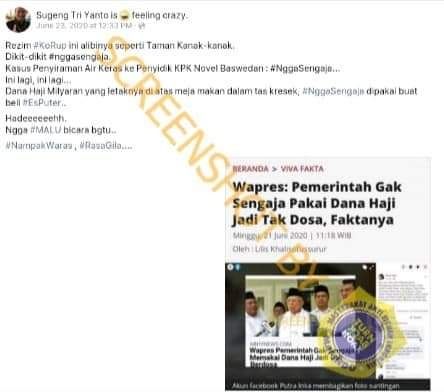 Pemerintah tak sengaja pakai dana haji (Turnbackhoax.id)