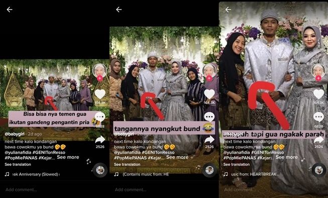 Foto Bareng Pengantin, Posisi Tangan Wanita Ini Bikin Publik Terheran-Heran. (TikTok/@milovme)