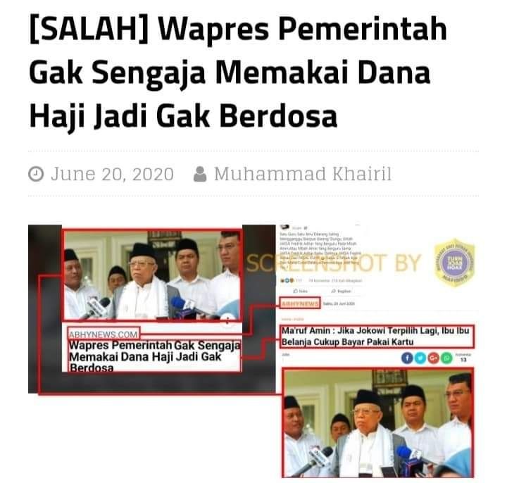 Pemerintah tak sengaja pakai dana haji (Turnbackhoax.id)